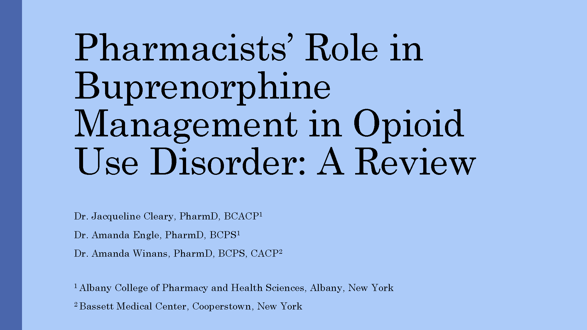 Pharmacists Role in Buprenorphine Management in Opioid Slide 1 PDF
